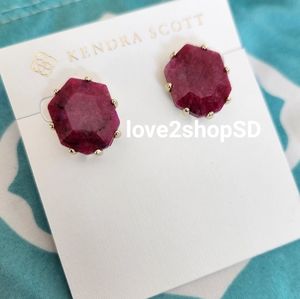 Kendra Scott Morgan Gold Stud Earrings in Raspberry Labradorite NWT